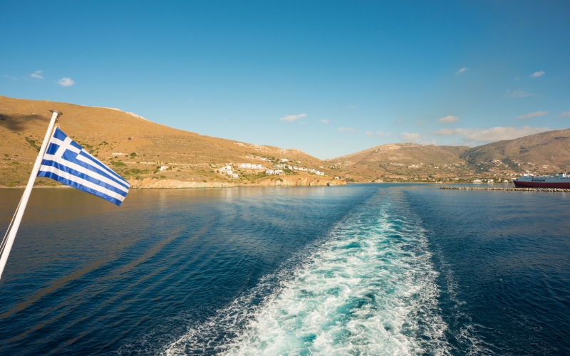 Widok greckich wysp Korfu i Krety z lotu ptaka