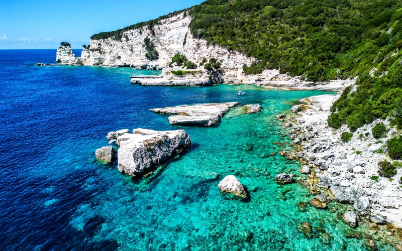 Wyspy Paxos i Antipaxos w pobliżu Korfu